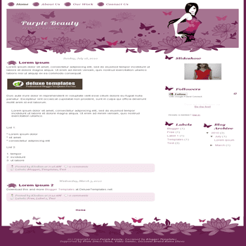 free blogger template Purple Beauty blogspot template