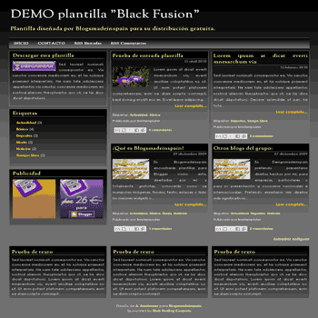 Black Fusion free blogger template with 3 column footer Blogger Template