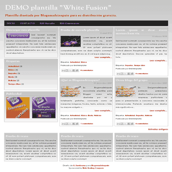 White Fusion free blogger template with 3 column footer Blogger Template