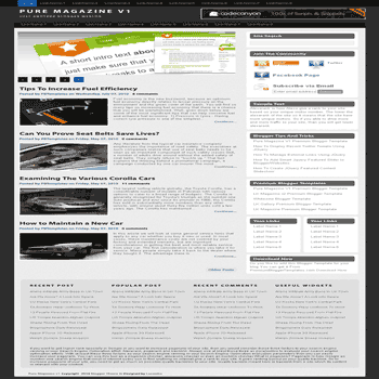 Pure Magazine V1 free blogger template with 4 column footer, pagination for blogger and slideshow content blogger template blogger template