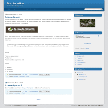 Borderadius free blogger template with 3 column blogger template