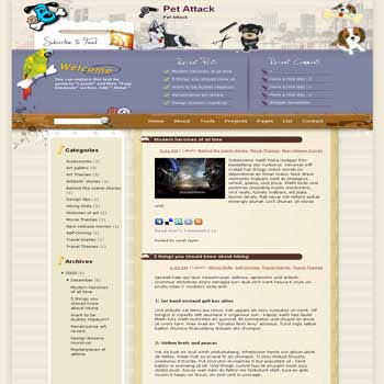 Pet Attack free blogger template converted WordPress to Blogger