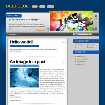 DeepBlue blogger template convert from wordpress theme to blogger with featured content template and pagination for blogger ready