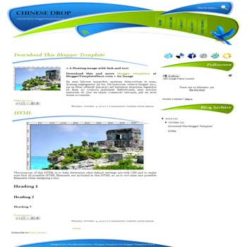 Chinese Drop blogger template converted from wordpress theme to blogger template