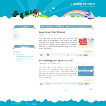 Dream Crunch blogger template with simple and beautiful blog template background