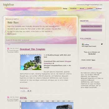 High Five blogger template converted from css template to blogger template with art floral background template