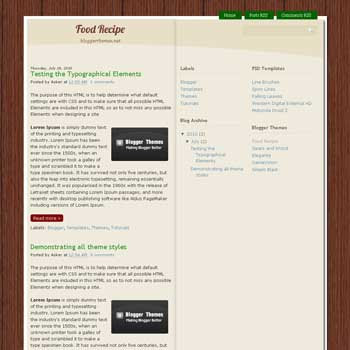 Food Recipe blogger template converted from wrdpress theme to blogger template for recipes or cooking blog template