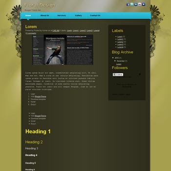 Floral Design blogger template convert css template to blogger template with 3 column template blog. css template to blogspot template. 3 column blogspot template