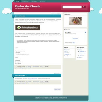 Under The Clouds blogger template with 3 column blogger template. 3 column blogspot template