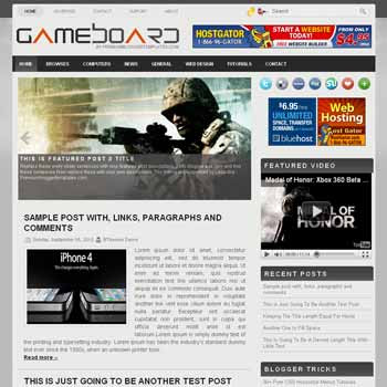 GameBoard blogger template with image slideshow template and pagination for blogger ready. games template blog