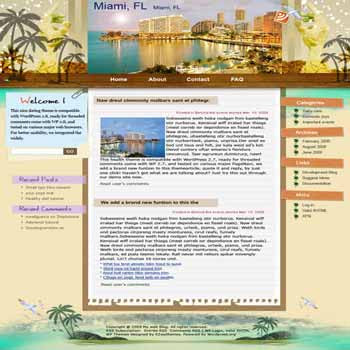 Swimming in Miami blogger template. template blog from wordpress