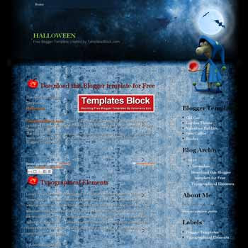 Halloween blogger template converted from wordpress theme to blogger. cartoon template blogger