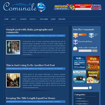 Comunale blogger template with pagination for blogger ready. 4 column footer blogger template