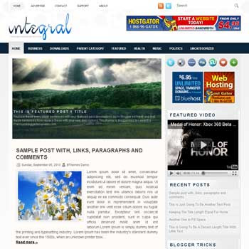 Integral blogger template with image slideshow template and pagination for blogger ready