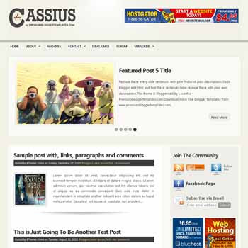Cassius blogger template. pagination for blogger ready. 4 column footer blogger template. magazine style template blog