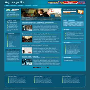 Aquasprite blogger template. pagination for blogger ready. magazine style template blog. image slider template blog