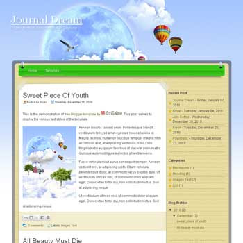 Jurnal Dream blogger template. image slider blogger template