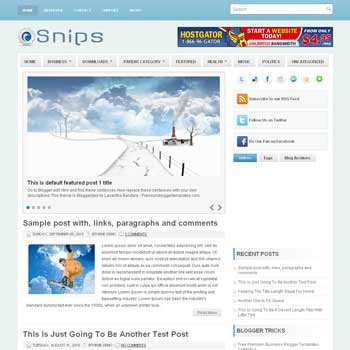Snips blogger template. pagination for blogger ready. magazine style template blog. image slider template blog