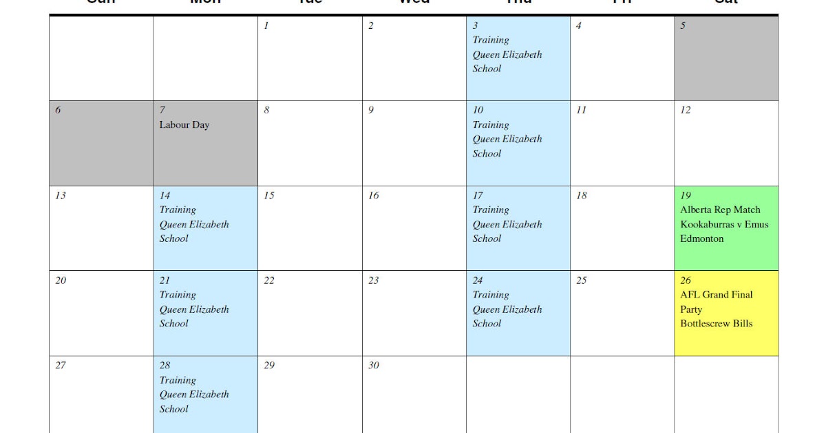 CAFC CALENDAR September 2009