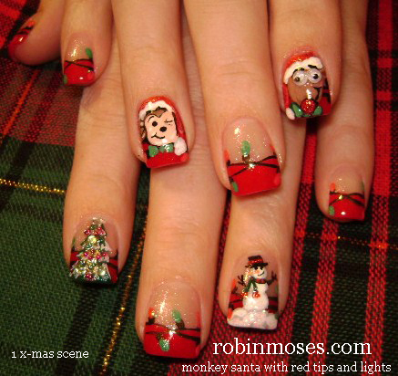 Santa Claus Nail Art for Christmas, Santa Claus Nail Art, Christmas Nail Art