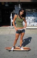 hot skater chick on longboard