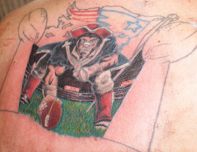 About five years ago I designed my own Patriots tattoo for my back. About five years ago I designed my own Patriots tattoo for my back.