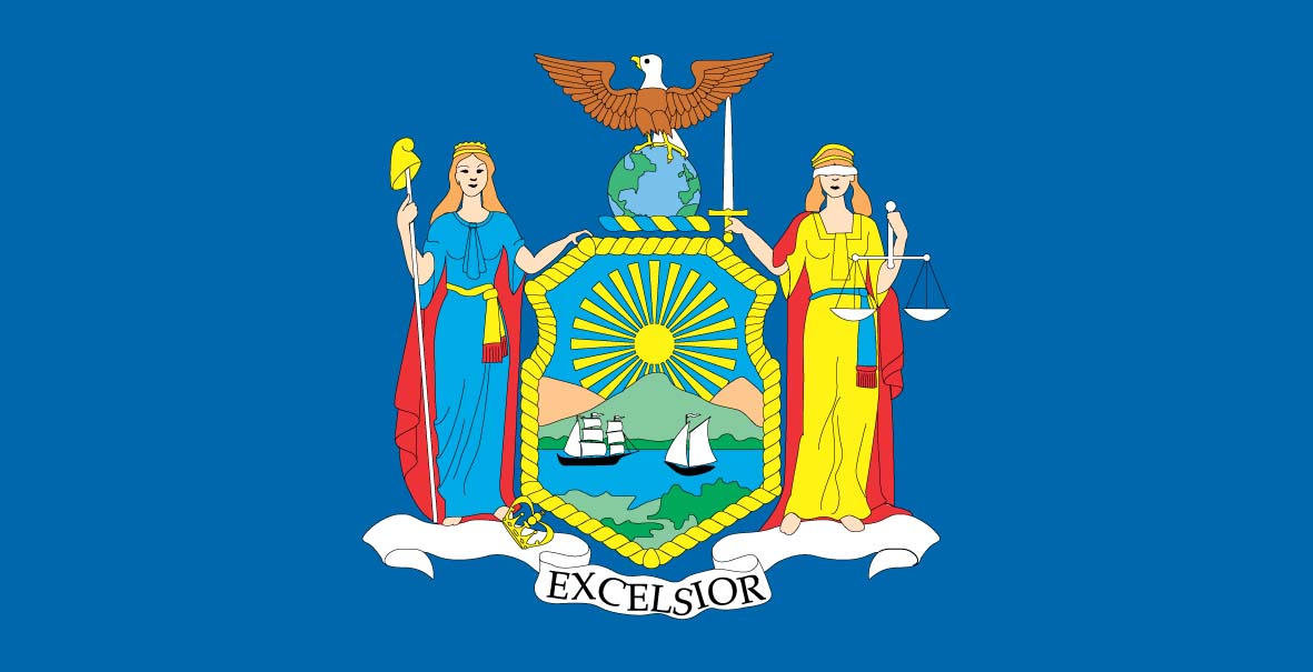 new york state flag and seal. Here we have the flag of the