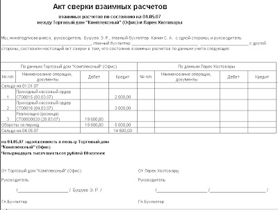 Акт сверки