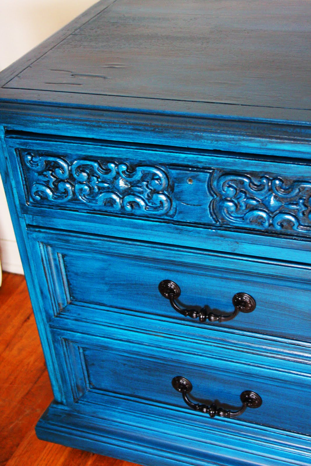 Modernly Shabby Chic Furniture 9 Drawer Peacock Blue Dresser
