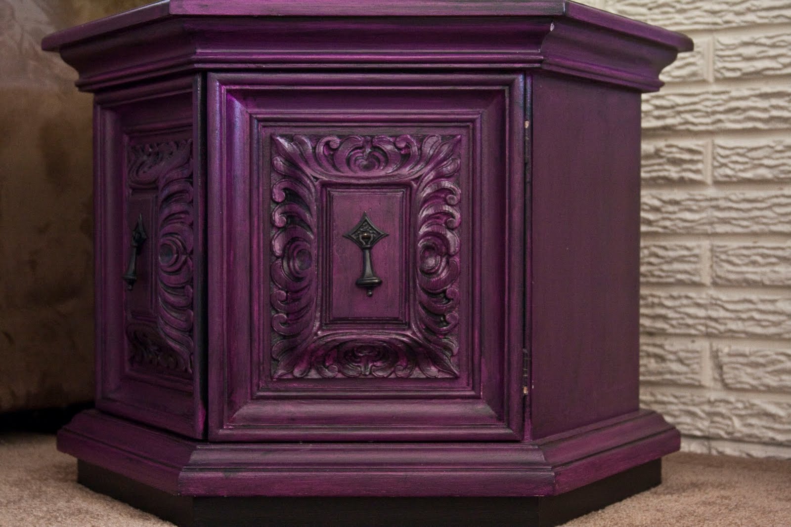 Modernly Shabby Chic Furniture Purple and Black Nightstand