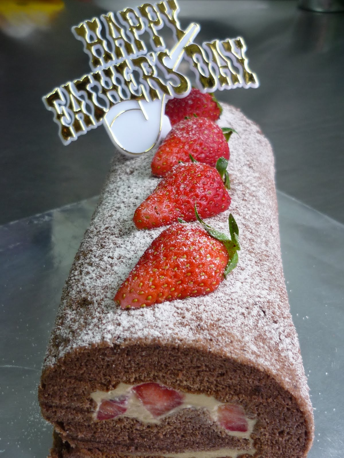 Executive Bakes Chocolate Strawberry Swiss Roll