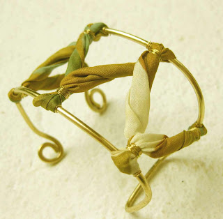 Hand Painted Silk and Brass Bracelet