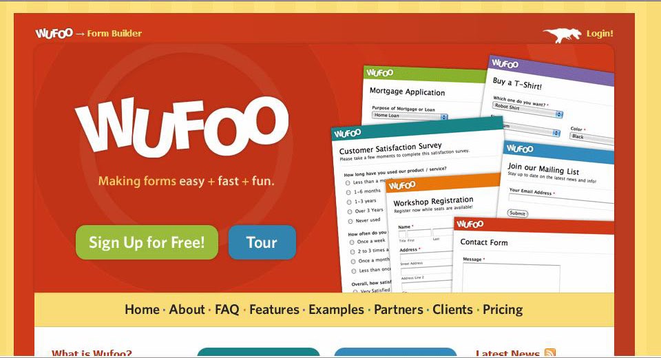 formulário de contatos baixando na web wufoo form manager