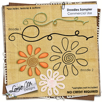 *New Commercial Use Items, Sneak Peek & CU Freebie! LorieM_Doodles1F_CU
