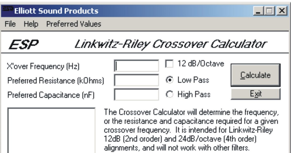 Македонски портал за електроника ESP LinkwitzRiley Crossover Calculator