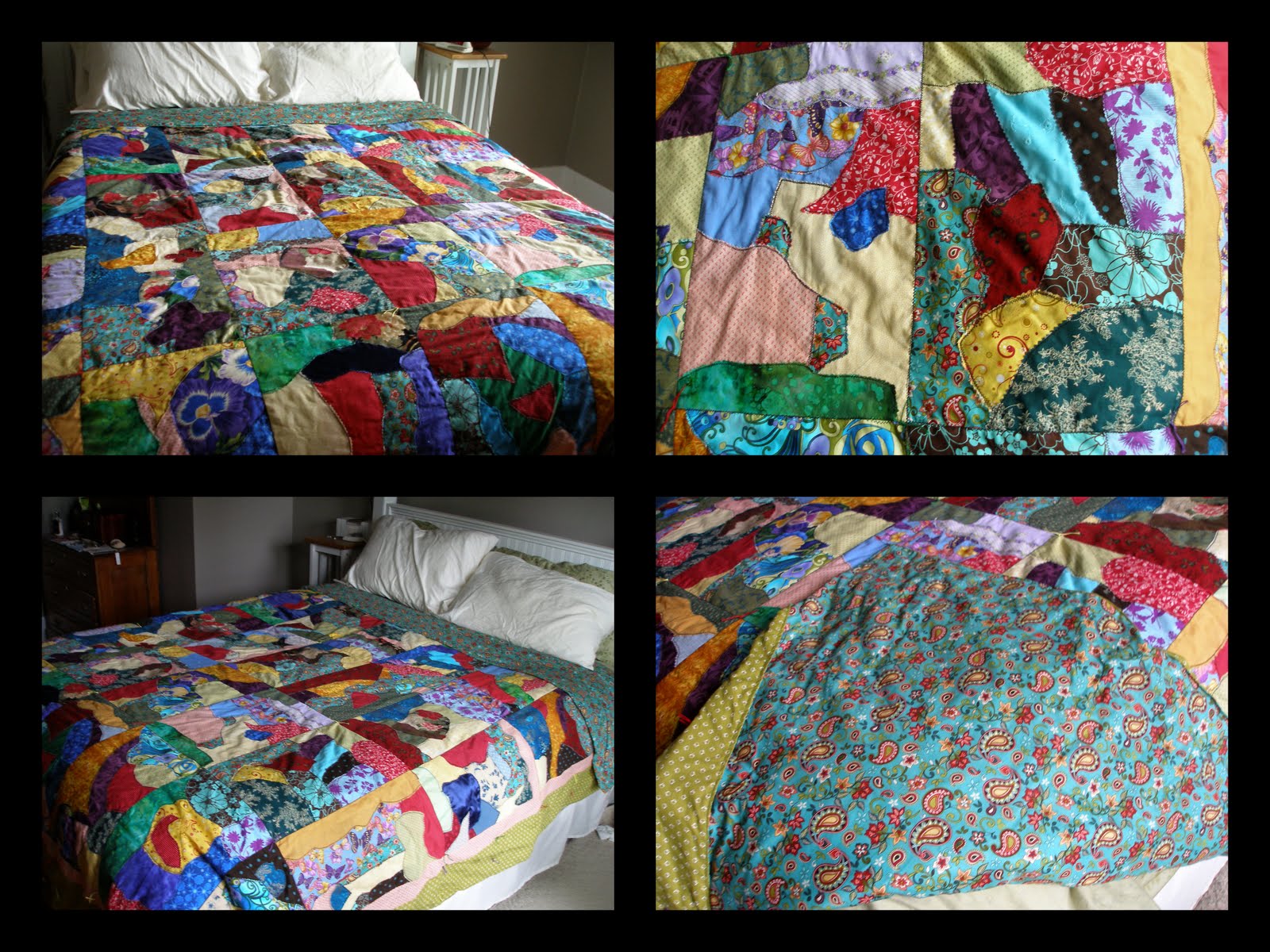 Good The Bad Beautiful My Mother Made Me The Most Beautiful Handmade Crazy Quilt And Gave It To This Past Weekend Isn T Just Super I Love So Happy Colorful