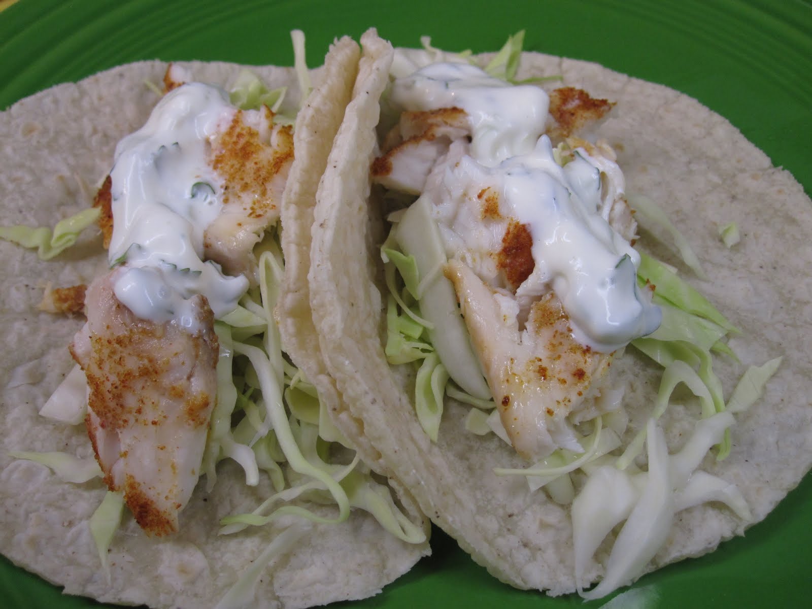 Elizabeth's Dutch Oven Fish Tacos with Lime Cilantro Crema