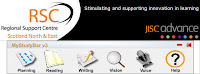 Screenshot + logo van MyStudyBar/JISC