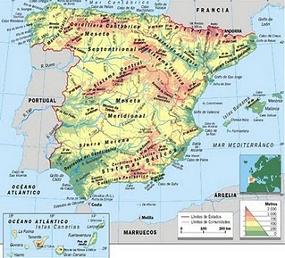 El blog de Carmen 5ºA: Mapas físicos de España y Andalucía