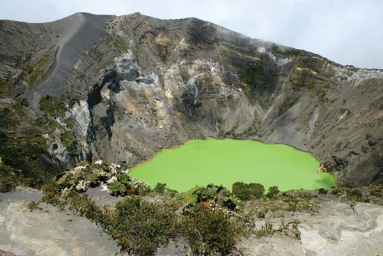 The Green colored water in Irazu's craters