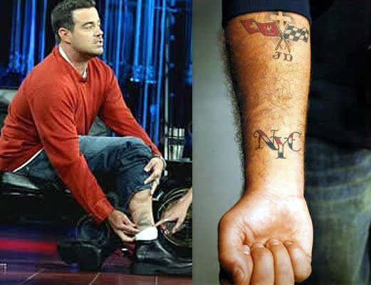 His other tattoos include, the letters "NYC" on his inner right wrist, 