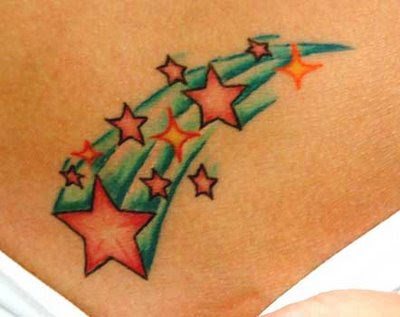 3D shooting stars tattoo design. free star tattoo designs