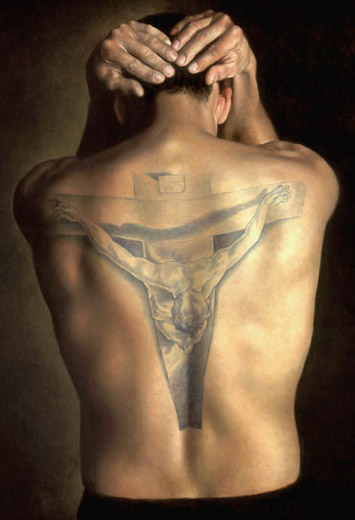  the Christ of Saint John of the Cross artwork tattooed on his back