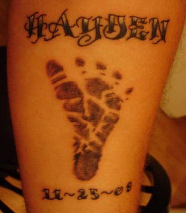 Kid foot tattoo.