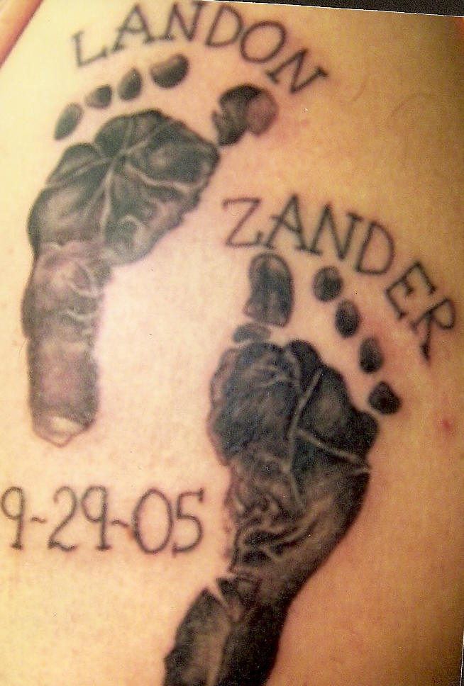 Two cute baby feet tattoos.