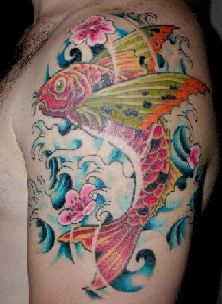 Koi fish tattoo on shoulder blade. Posted by toblck at 8:04 PM