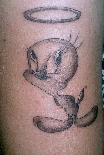 Tweety Bird with halo tattoo.