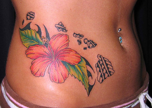 Design Beautiful Flower Tribal Tattoo Art picture 4. Flower stomach tattoo.