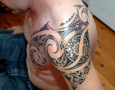 Aztec shoulder tattoo