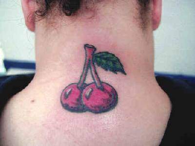 Cherry tattoos. Cherry tattoos behind this girls ear. Cherry Tattoos